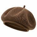 Béret taille unique en textile tricoté marron style classique