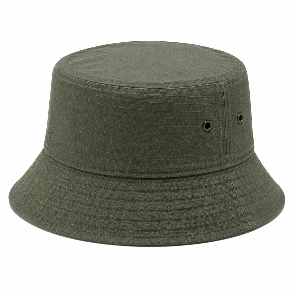 Chapeau bob taille unique en tissu vert kaki à bord souple
