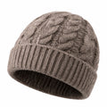 Bonnet taille unique en maille taupe à revers côtelé