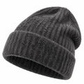 Bonnet taille unique en maille anthracite - style à revers pour l hiver