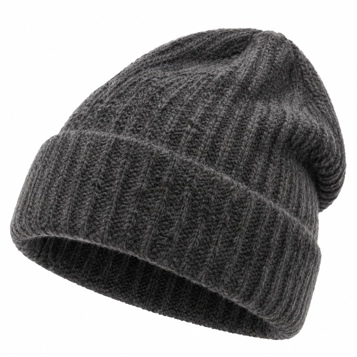 Bonnet taille unique en maille anthracite - style à revers pour l hiver