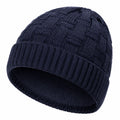 Bonnet taille unique bleu marine en maille doublée style torsadé