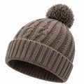 Bonnet taille unique en maille taupe à pompon style torsadé pour hiver
