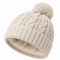 Bonnet taille unique en maille beige avec pompon doublé pour hiver