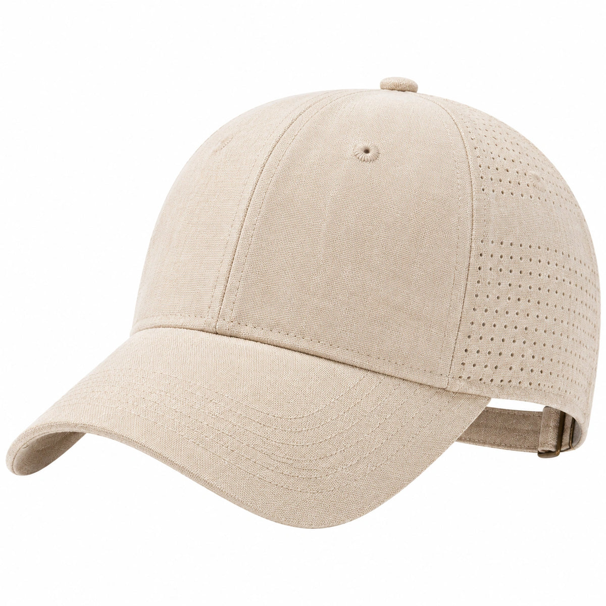 Casquette de baseball taille unique en tissu beige réglable et respirante