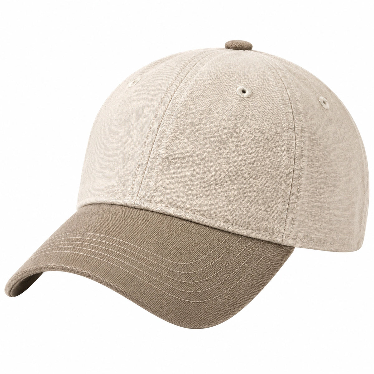 Casquette de baseball taille unique en tissu beige taupe à visière courbée
