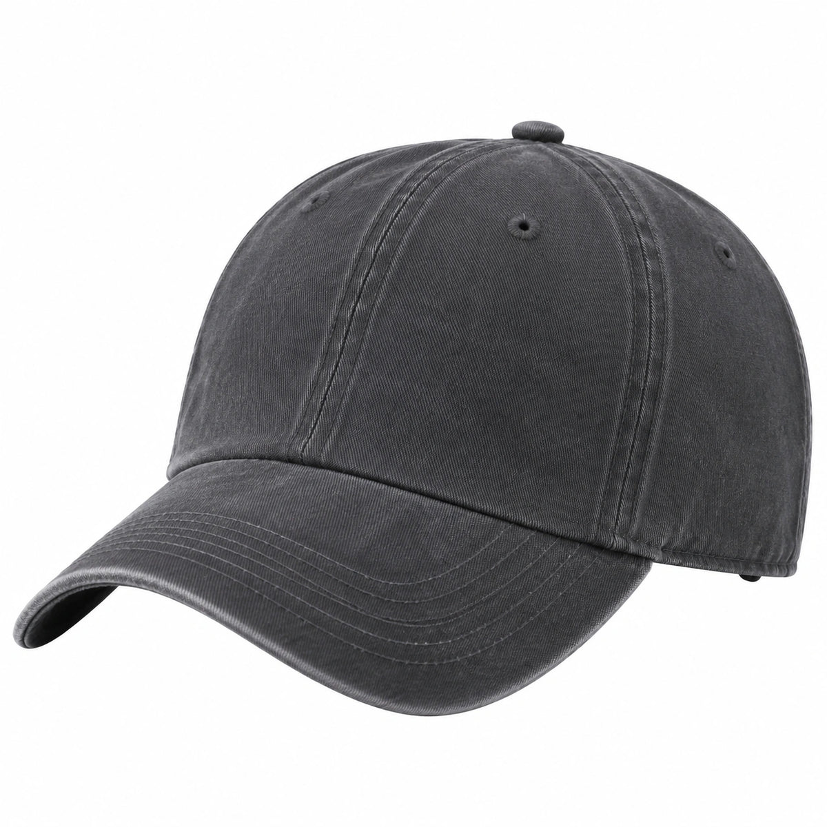 Casquette de baseball taille unique en tissu noir à visière courbée ajustable