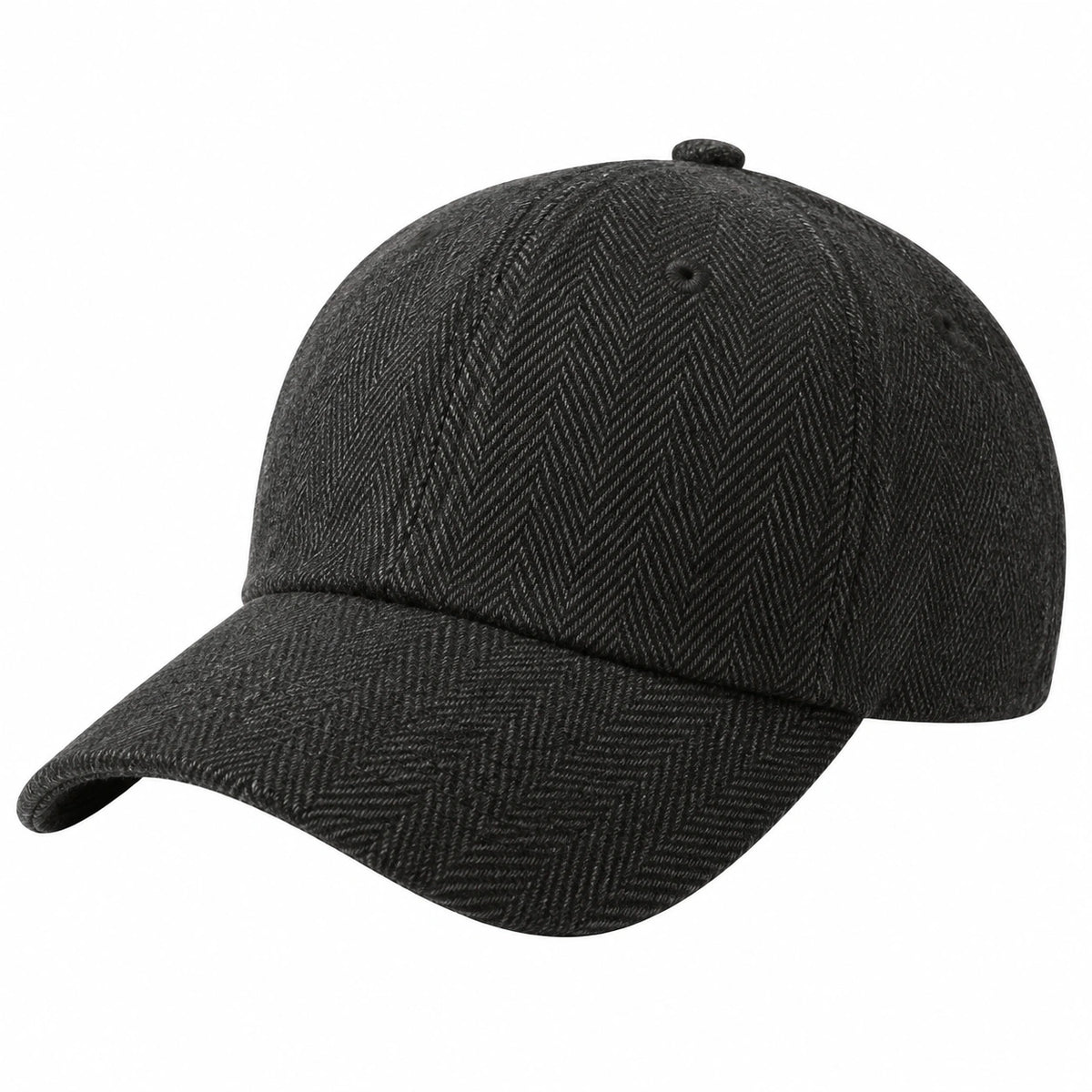 Casquette taille unique en tissu noir à chevrons - visière courbée style quotidien