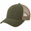 Casquette trucker taille unique en textile et maille vert kaki beige - visière courbée respirante