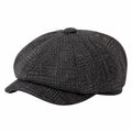 Casquette gavroche taille unique en tissu texturé gris foncé à carreaux style urbain