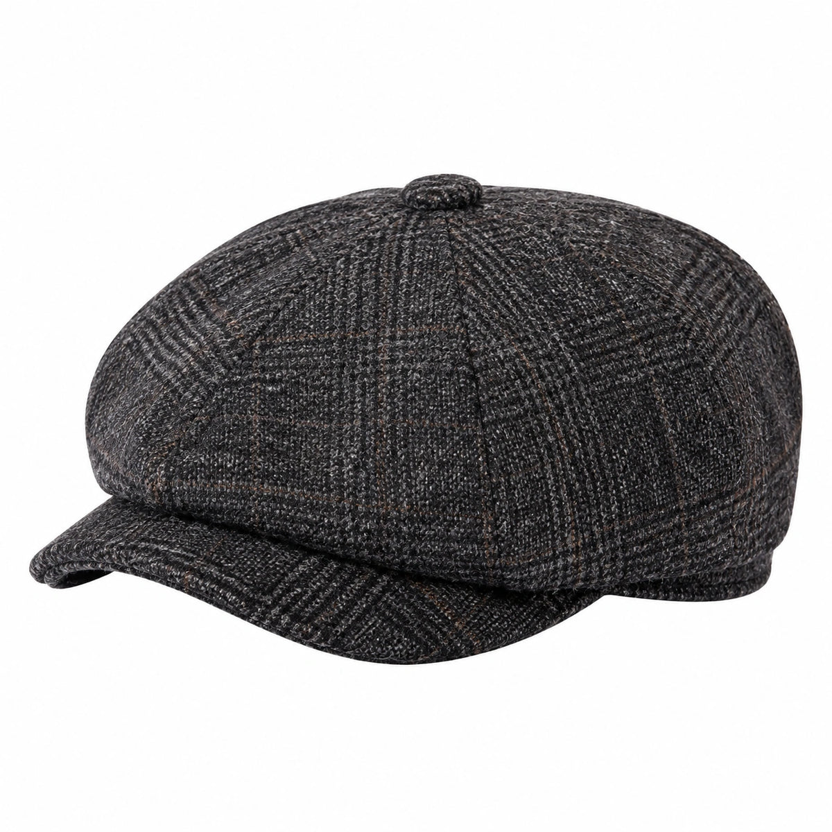 Casquette gavroche taille unique en tissu texturé gris foncé à carreaux style urbain