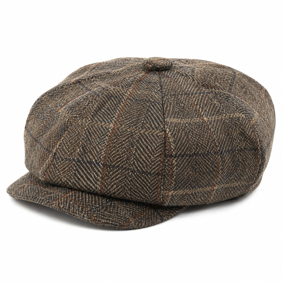 Casquette gavroche taille unique en tissu tweed marron style classique