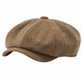 Casquette gavroche taille unique en tissu côtelé marron style classique
