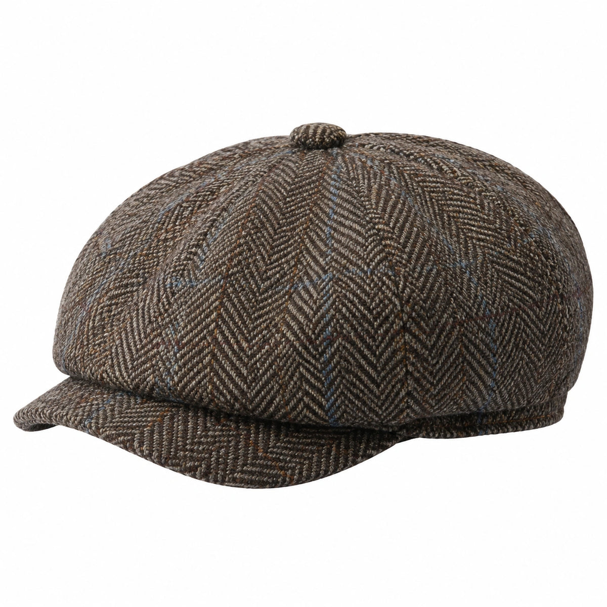 Casquette gavroche taille unique en tissu à chevrons brun gris bleu style classique