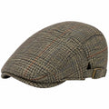 Casquette plate taille unique tissu à carreaux marron style classique réglable