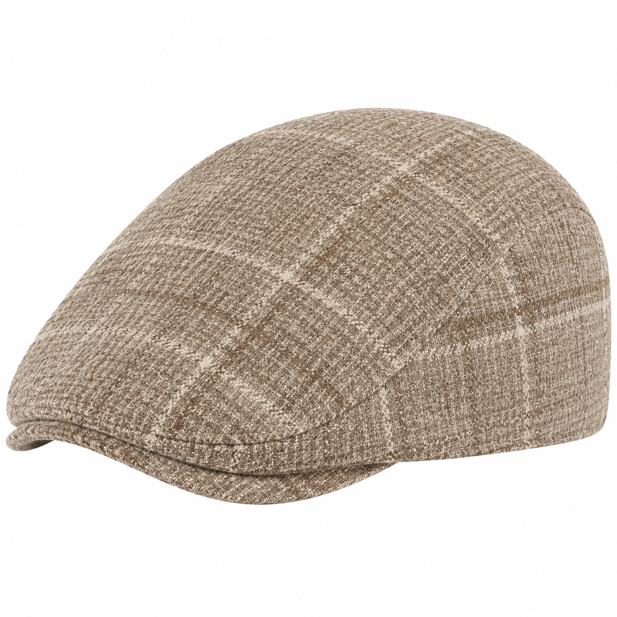 Casquette plate taille unique en textile beige chiné style classique