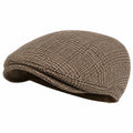 Casquette plate taille unique en tissu marron à carreaux style classique