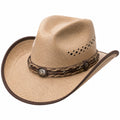 Chapeau cowboy taille unique en paille tressée beige style western