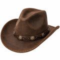 Chapeau cowboy taille unique aspect cuir marron style western