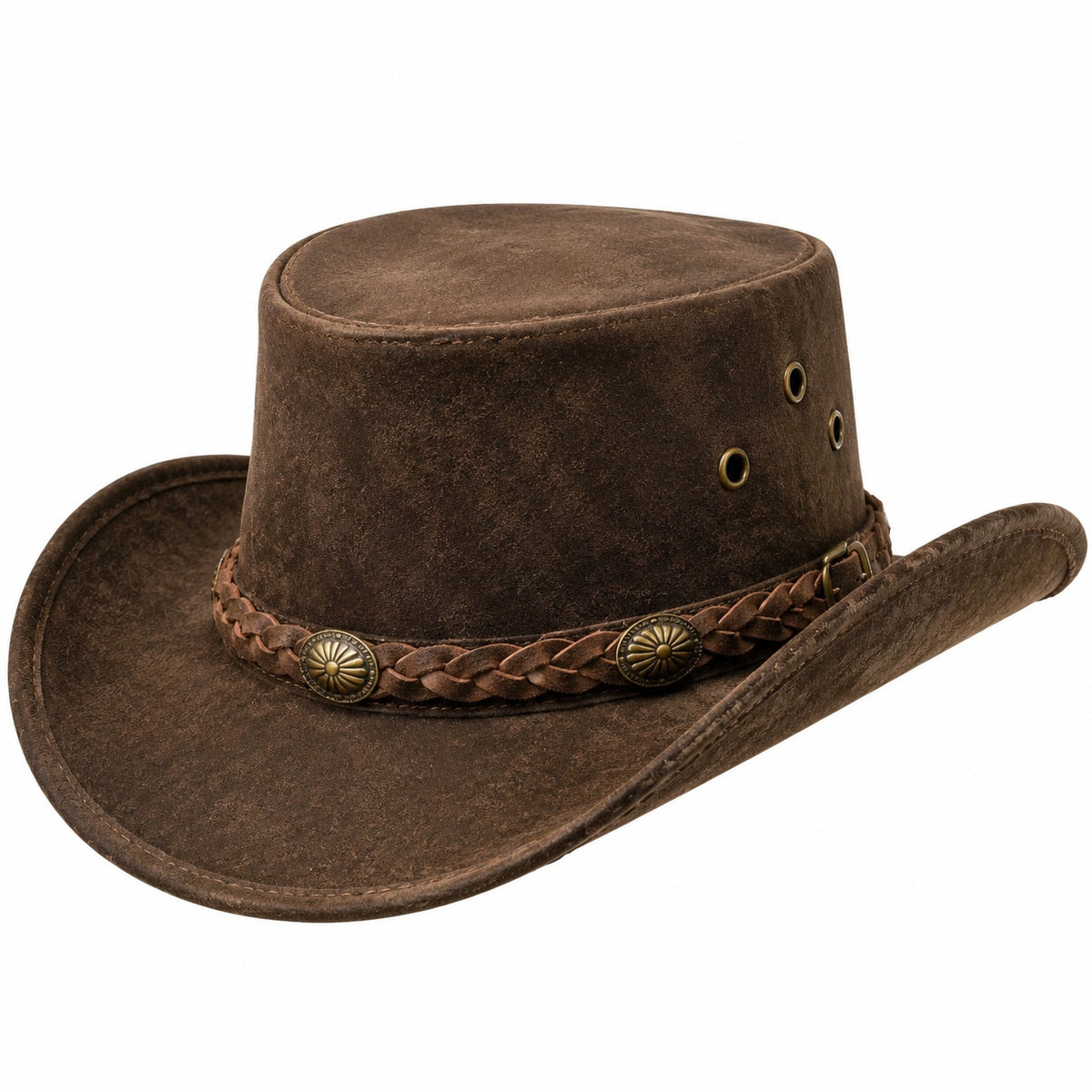 Chapeau cowboy taille unique marron aspect daim style cowboy