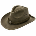Chapeau cowboy taille unique vert olive effet cuir style western réglable
