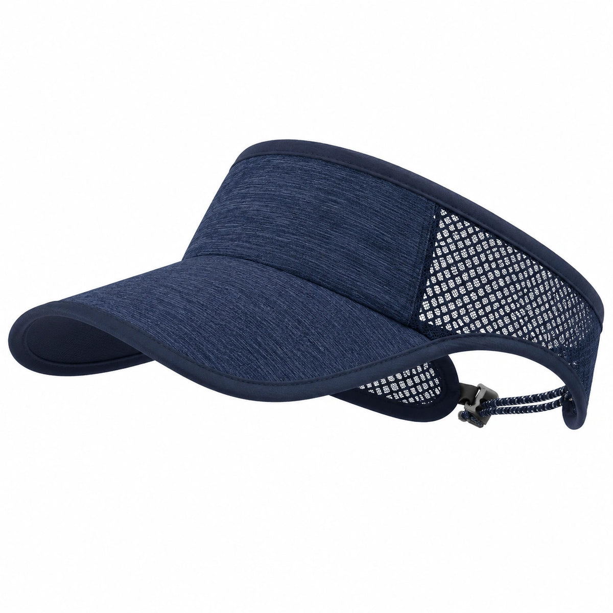 Visière de sport taille unique en polyester bleu marine réglable et respirante