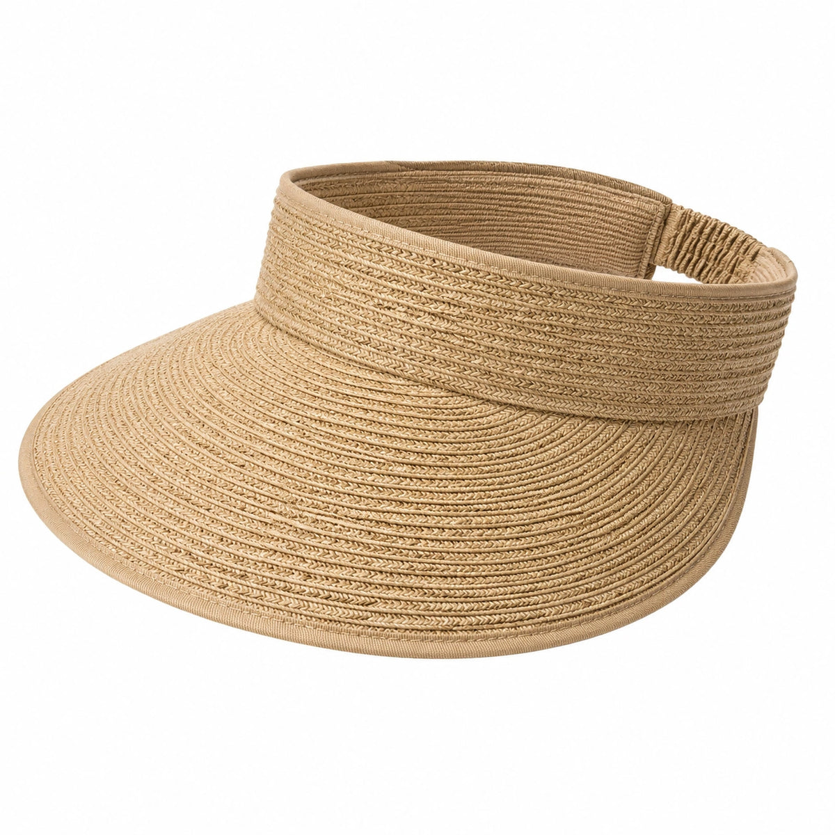 Visière femme taille unique en fibres textiles tressées beige - protection solaire ajustable